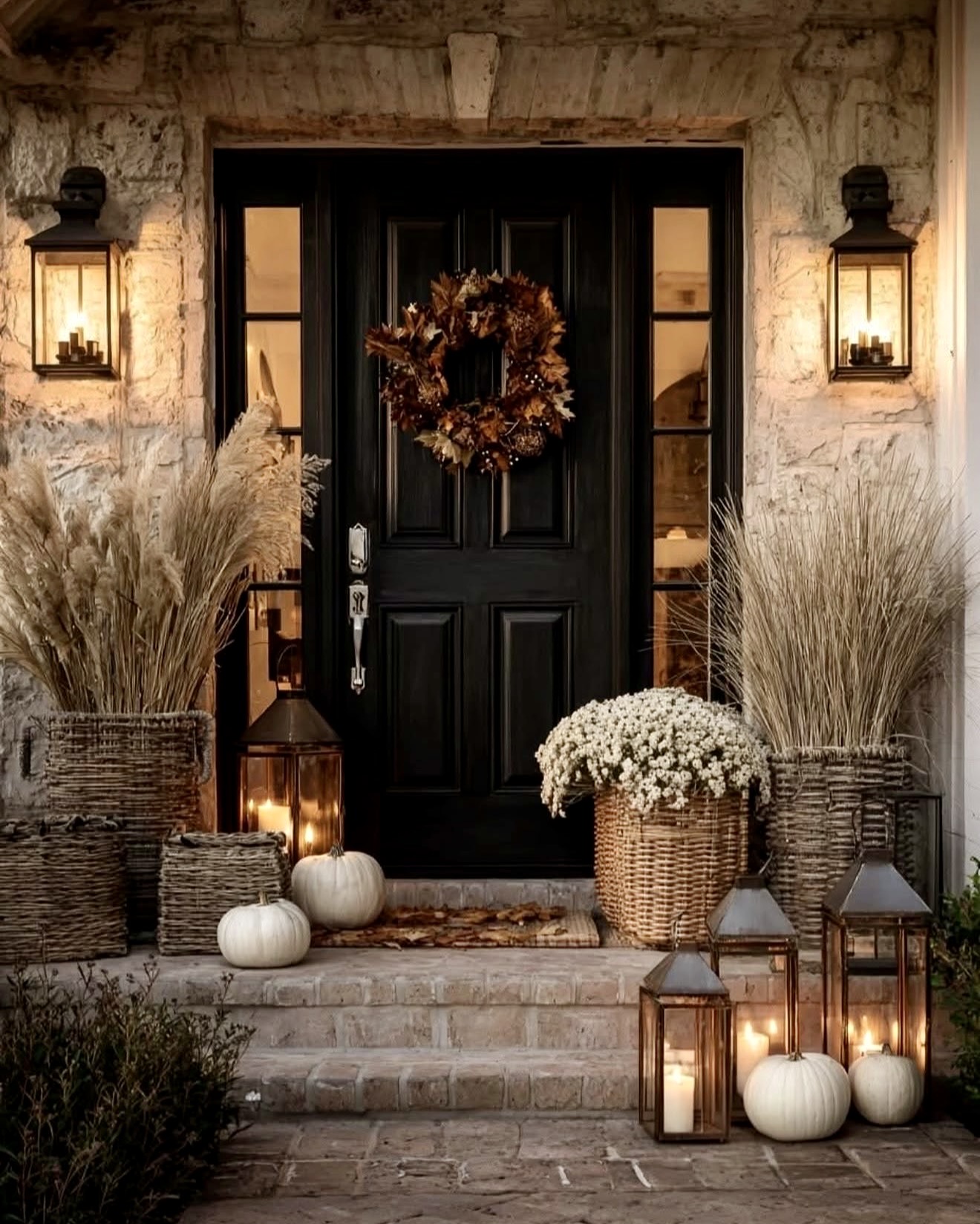 Cozy Harvest Porch With Pampas Grass