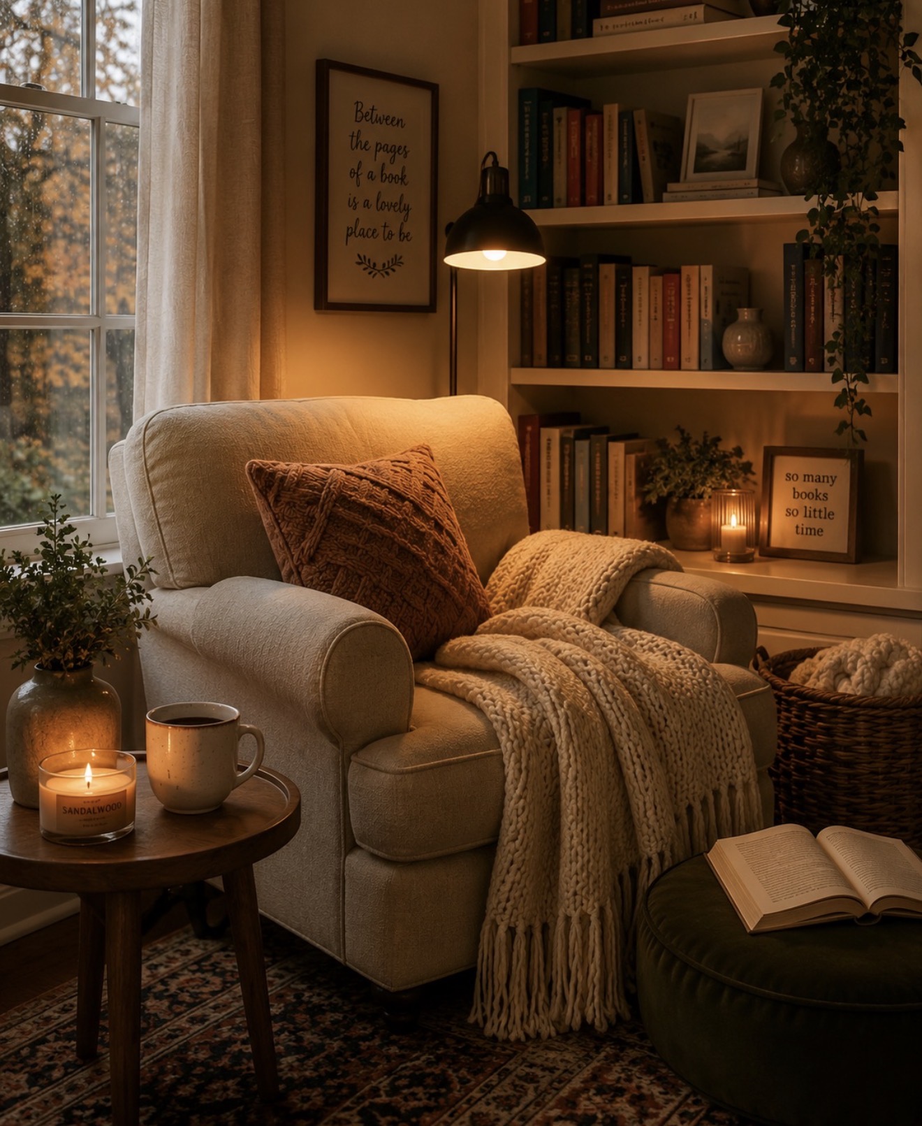 Cozy Textured Fall Reading Nook