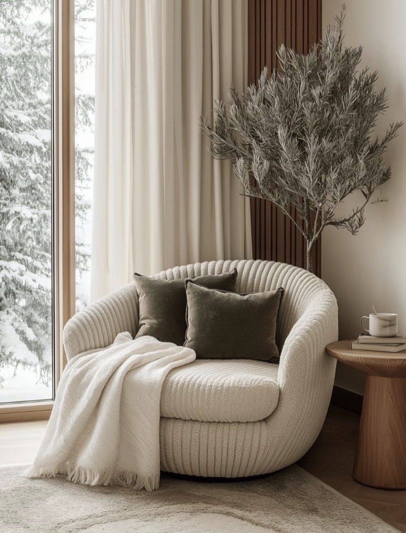 Cozy Winter Reading Nook With Plush Chair