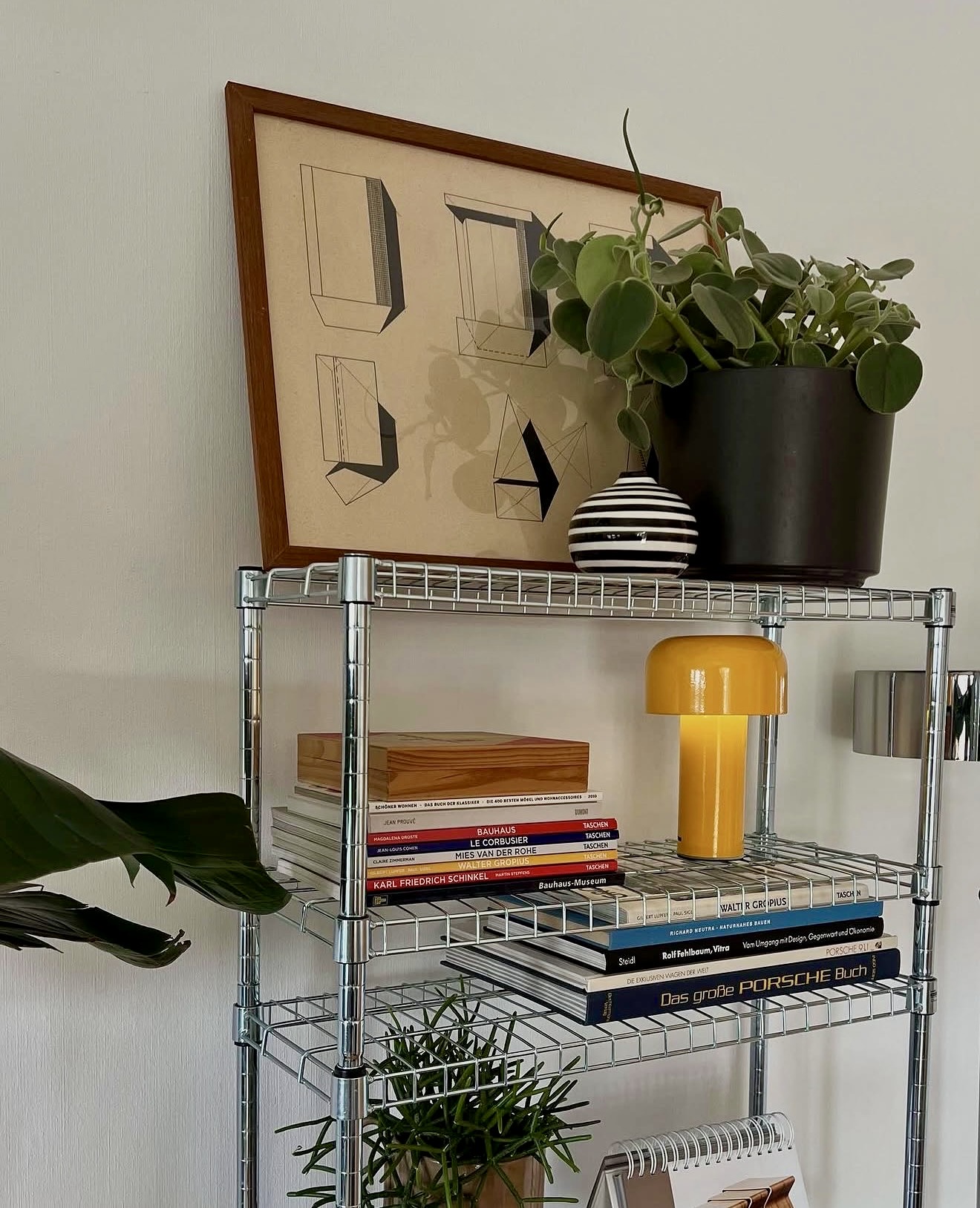 Curated Bauhaus Chrome Wire Shelving Display