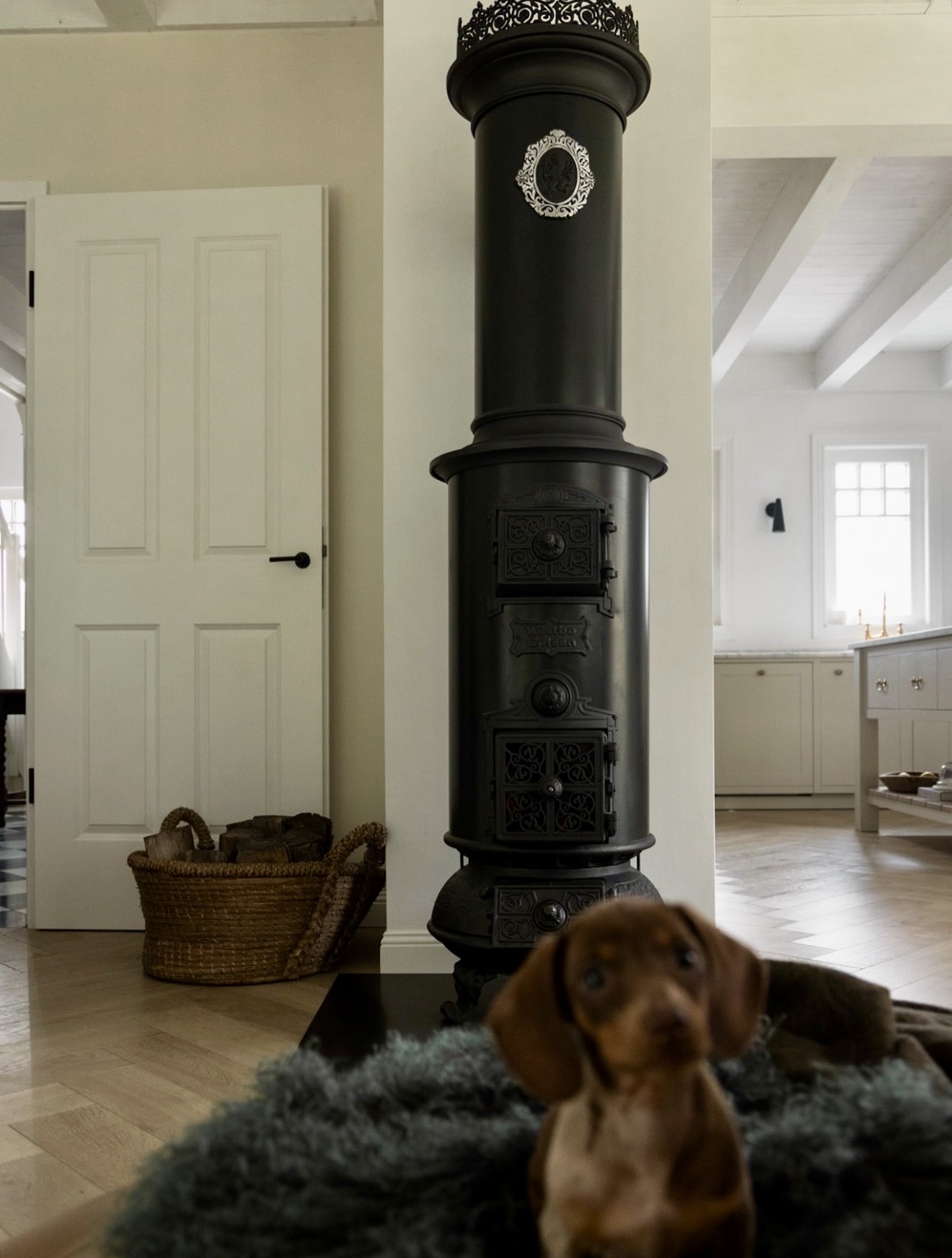Dramatic Tall Black Stove Hearth