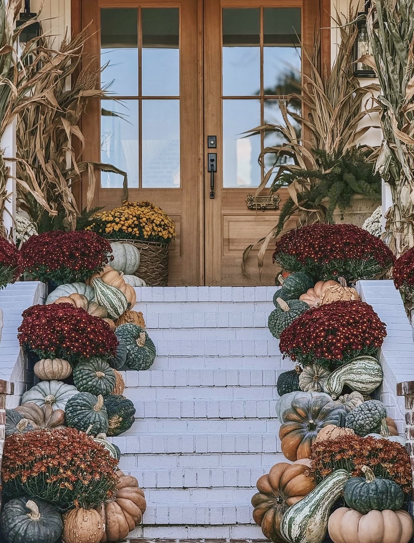 Festive Fall Harvest Porch Staircase Display