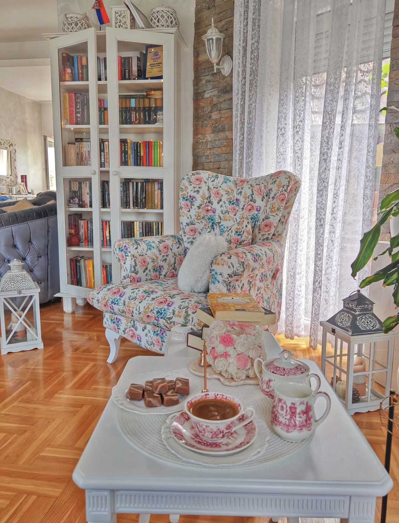 Floral Armchair Fall Reading Retreat