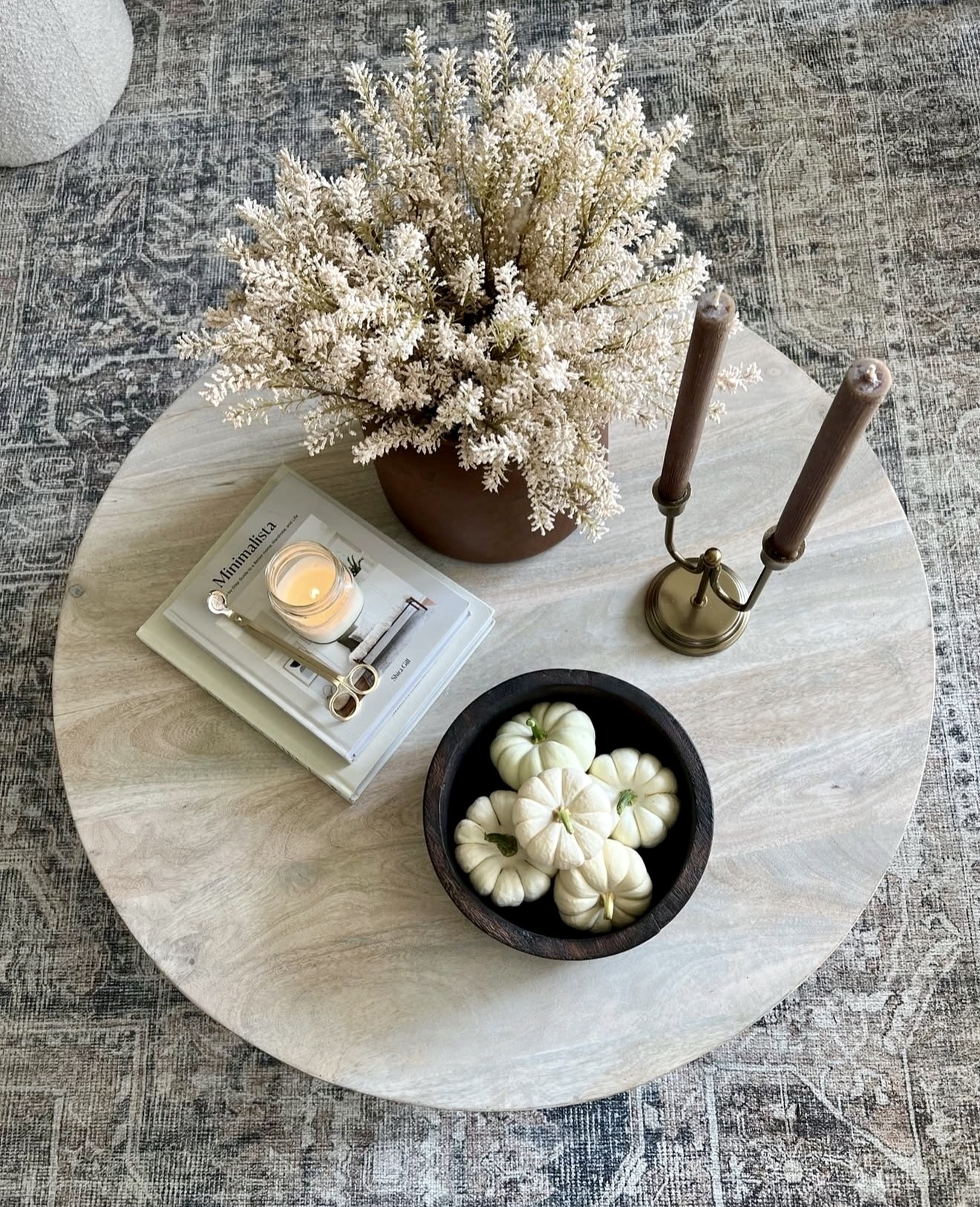 Neutral Earthy Autumn Coffee Table Centerpiece