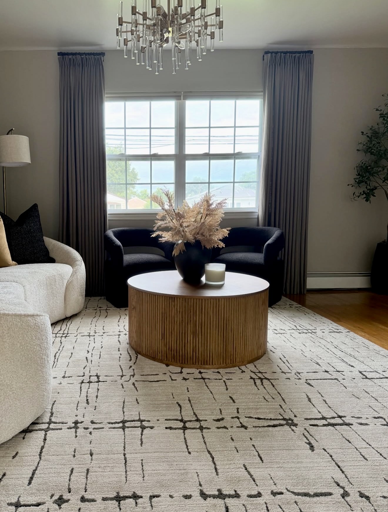 Sophisticated Neutral Living Room With Textured Autumn Accents