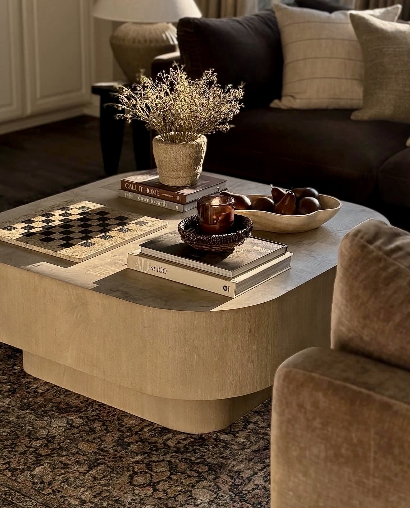 Textural Neutral Coffee Table With Seasonal Accents