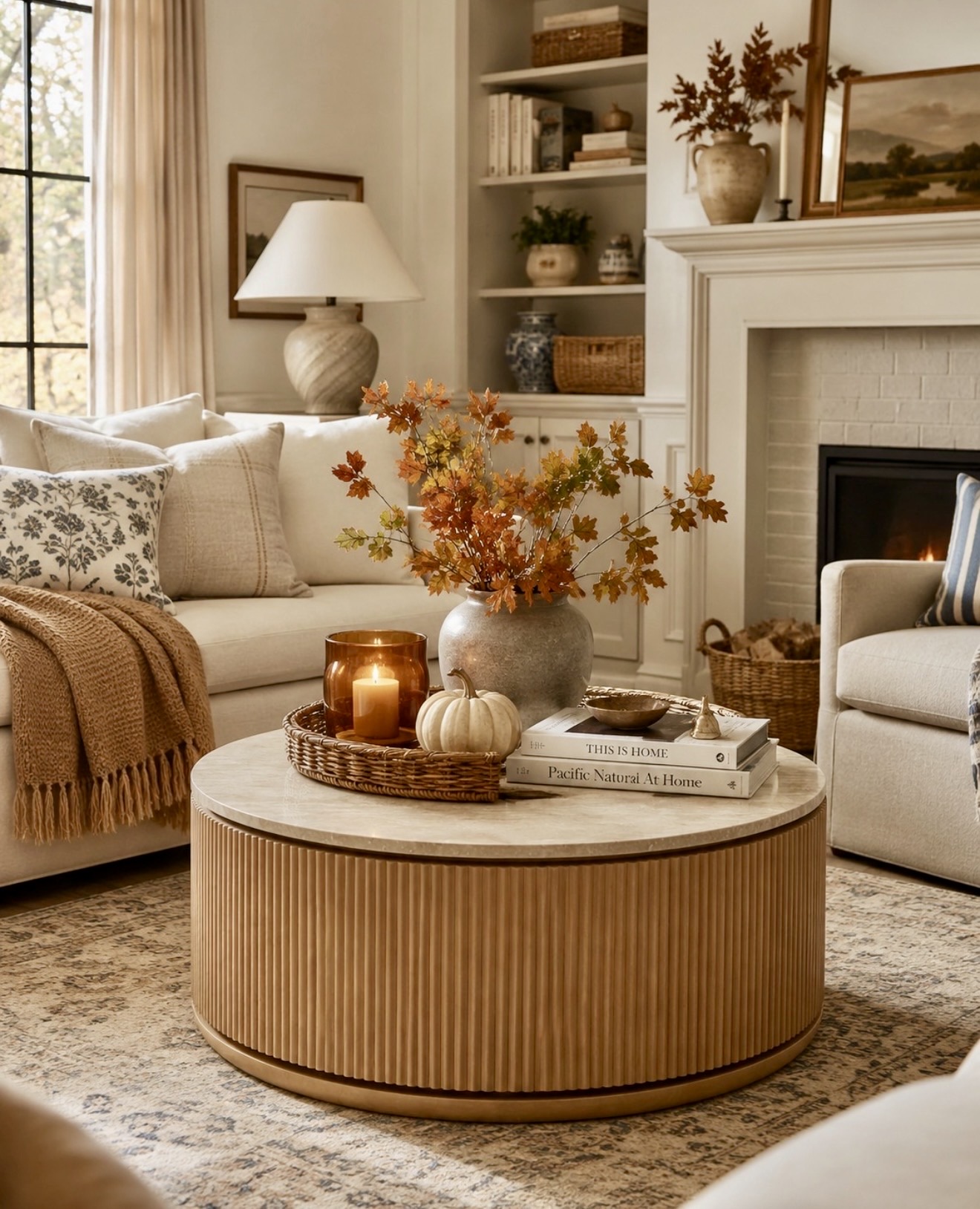 Warm And Cozy Neutral Fall Living Room