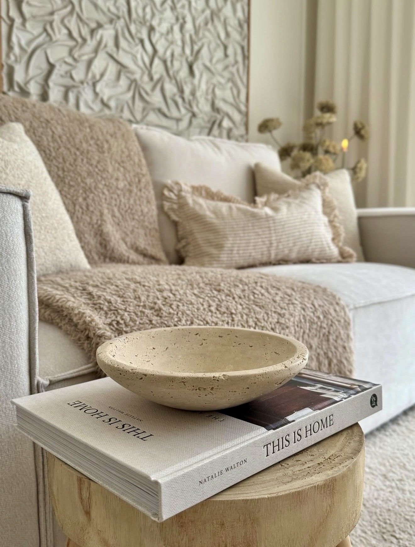 Warm And Minimalist Cream Coffee Table Styling