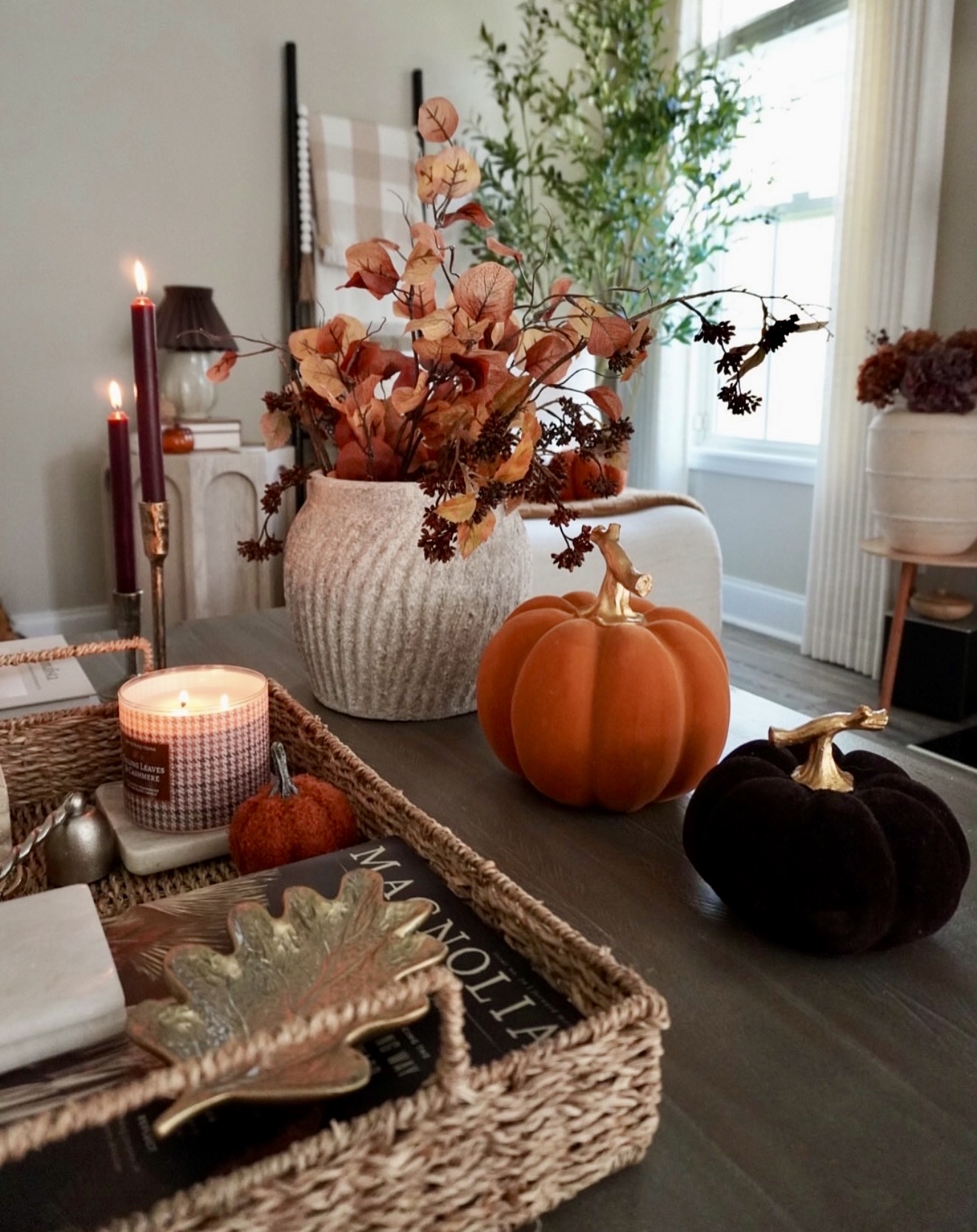 Warm Autumn Coffee Table Seasonal Centerpiece