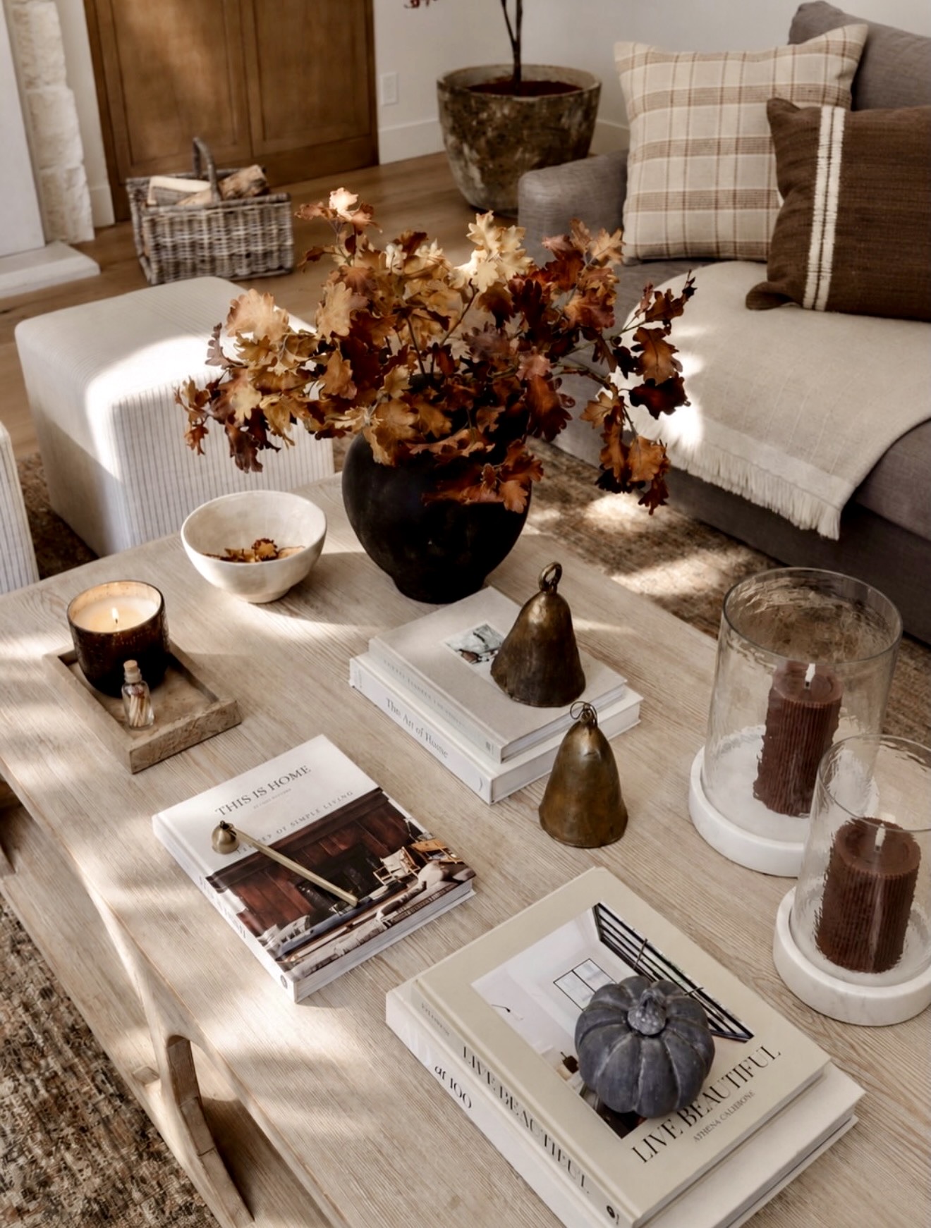 Warm Neutral Autumnal Coffee Table Styling