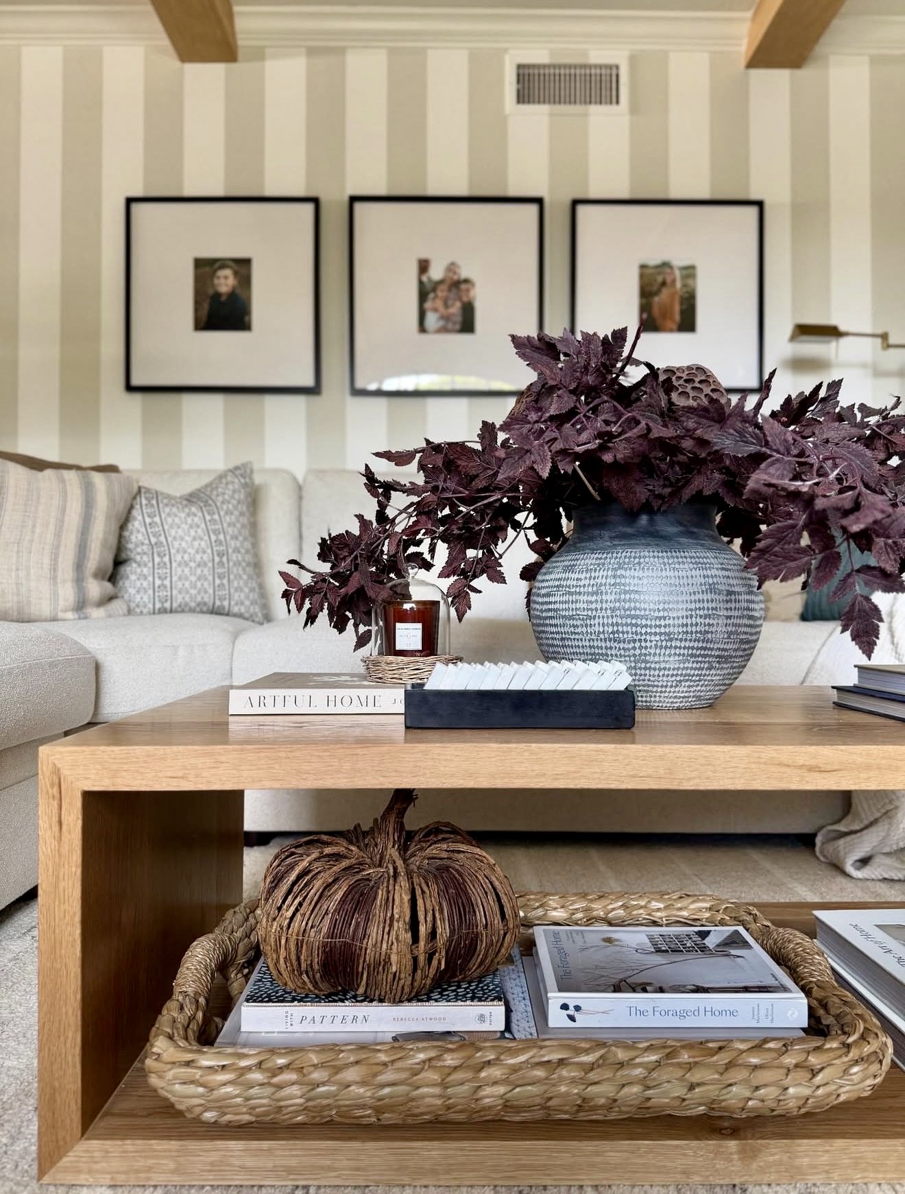 Warm Neutral Living Room With Autumn Accents